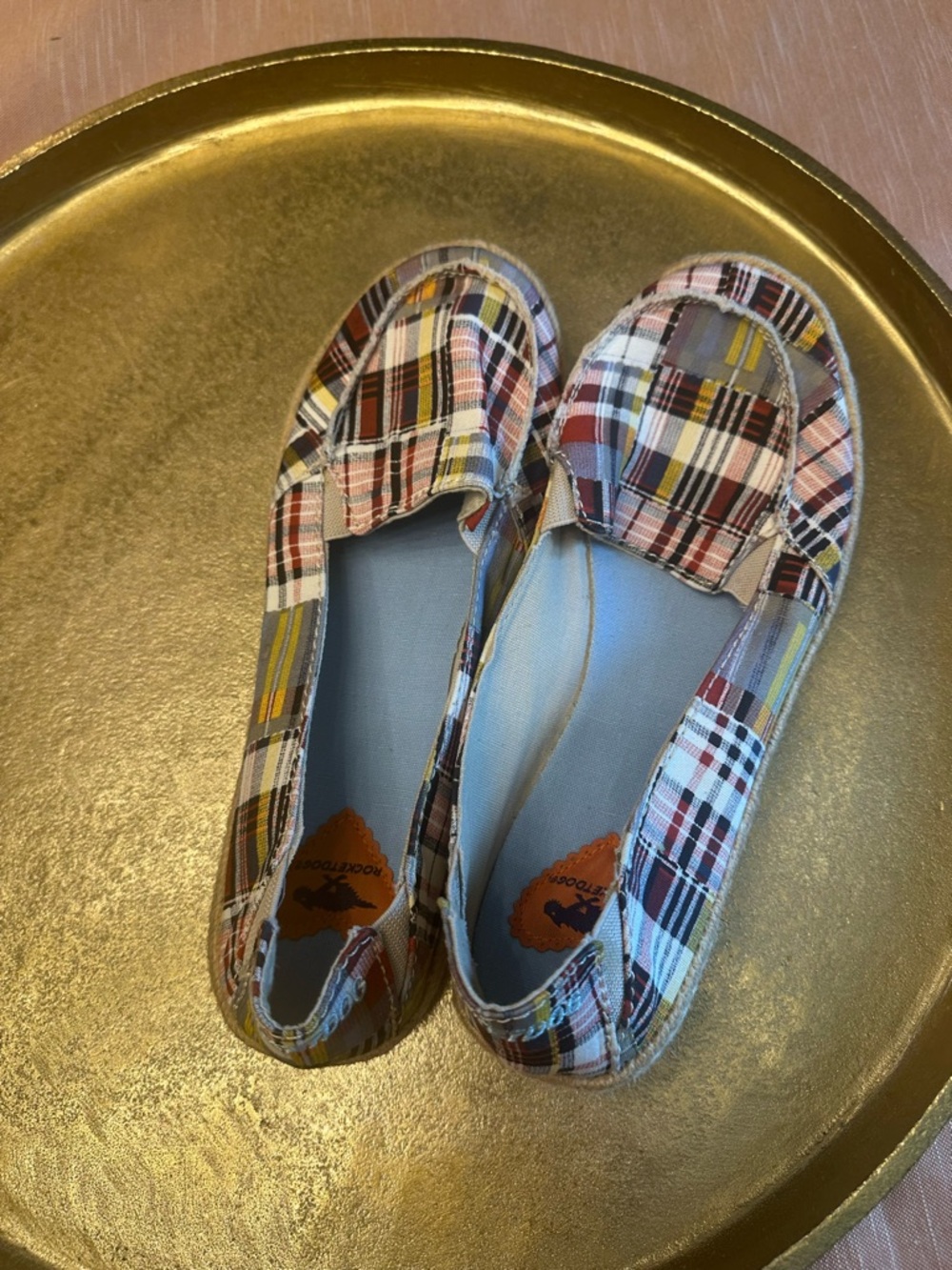 Rocket Dog Vintage Plaid Slip-On Canvas Flats in Multi-Color 8M